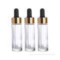 Round Empty Glass Serum Oil Gold Dropper Bottle